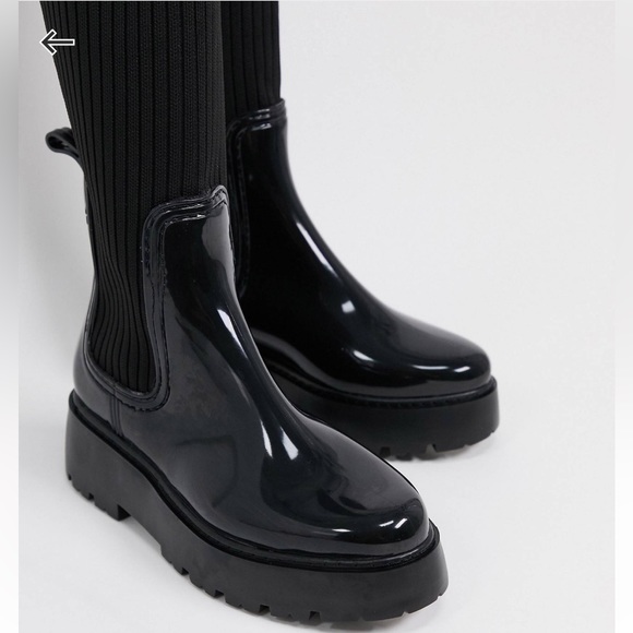 Preloved ASOS Georgia over the knee wellie boot in black - Picture 3 of 4